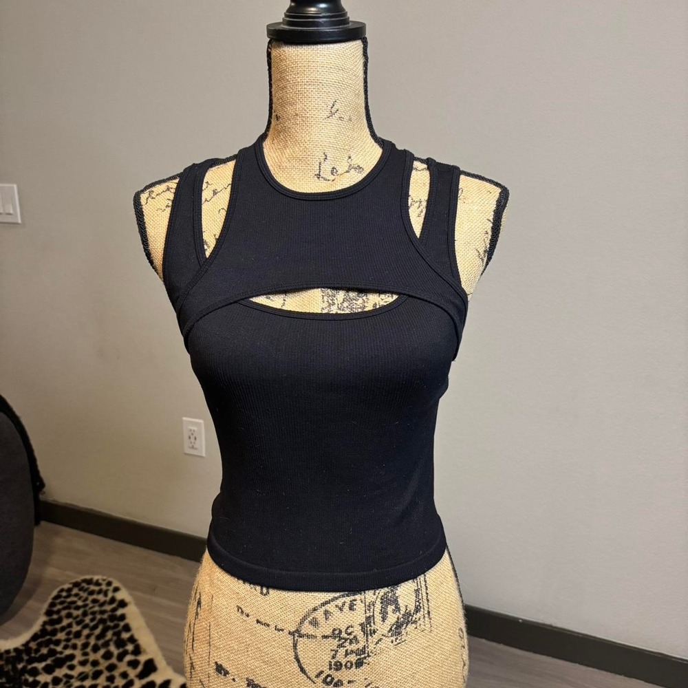 Black Cut-Out Ribbed Tank — Madden NYC